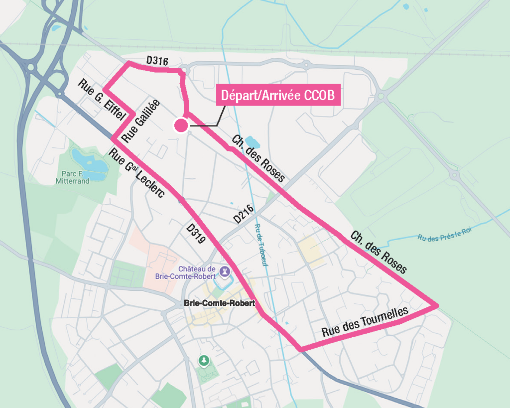 Parcours de la marche rose sur Brie-Comte-Robert
